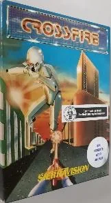 Box art: Crossfire for the Apple ][ and Atari 400/800 disk/cassette/cartridge