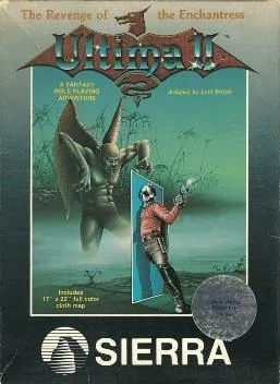 Box art: Ultima II: The Revenge of the Enchantress for the Apple ][, Atari 400/800, IBM PC/PCjr, and Commodore 64