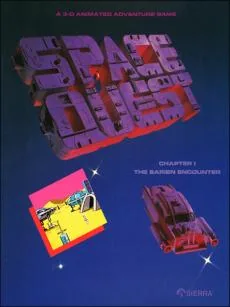 Box art: Space Quest Chapter I: The Sarien Encounter for the IBM PC/Tandy 1000, Atari ST, Mac, and Commodore Amiga
